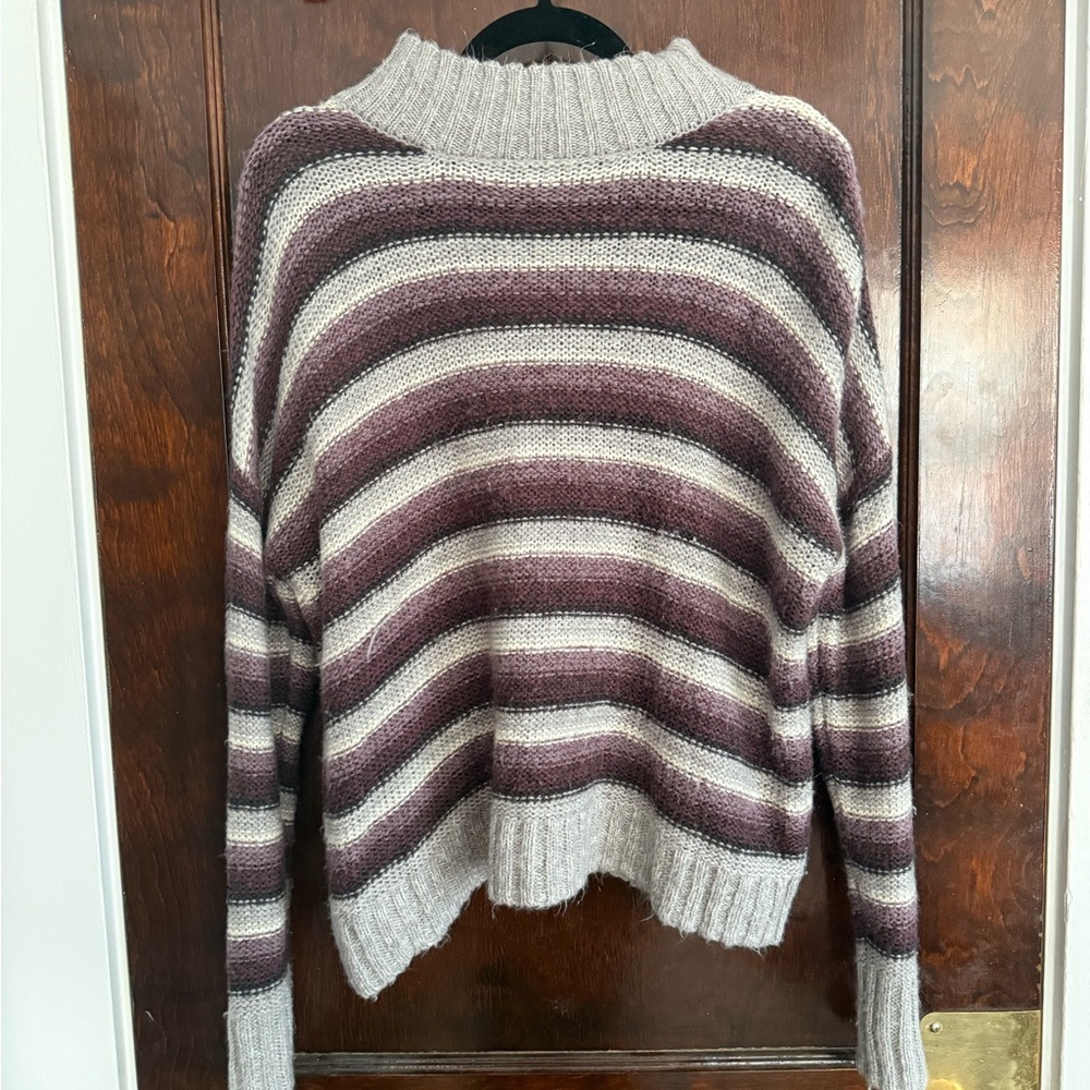Striped Gray and Purple Women's Sweater